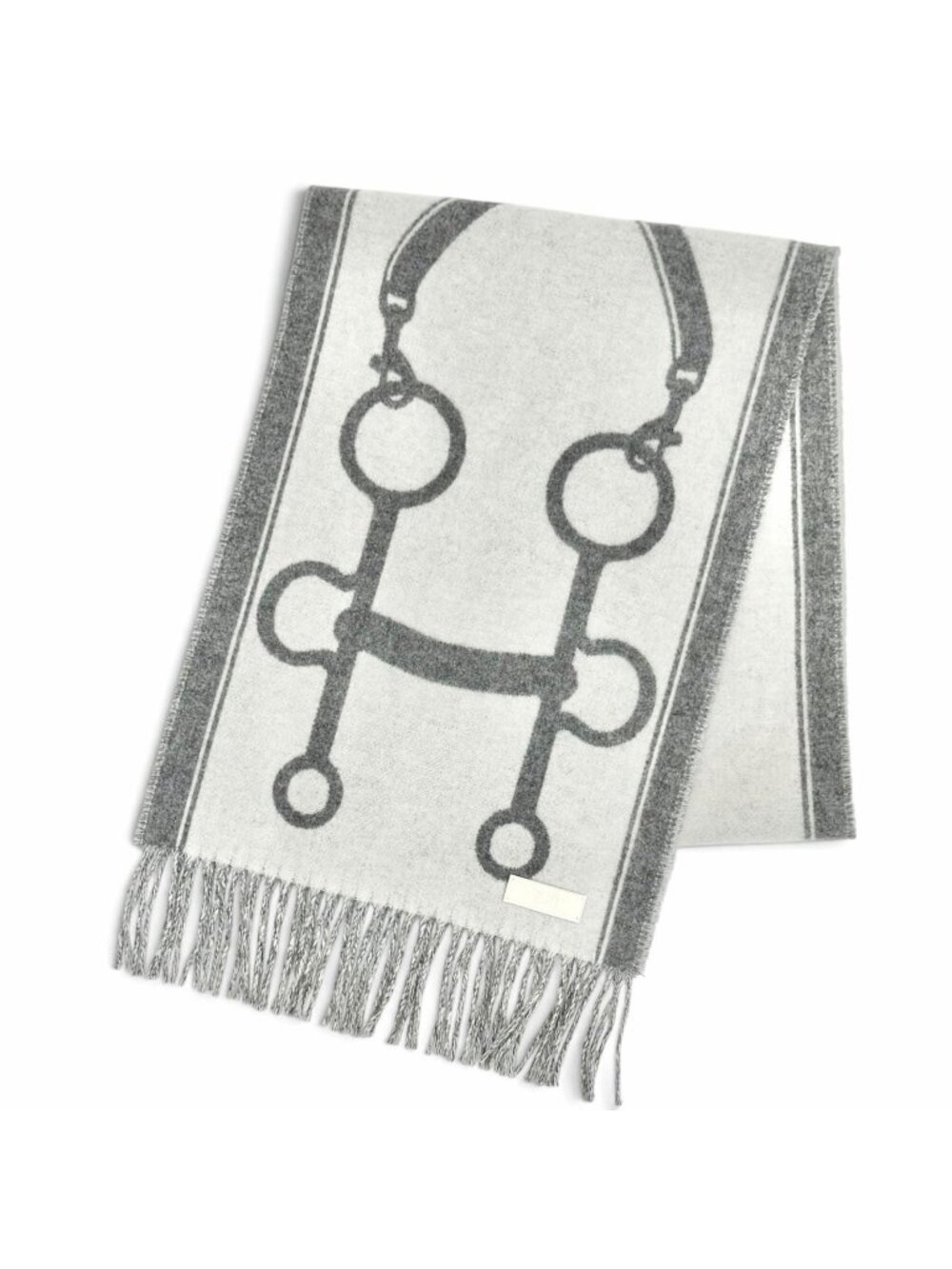Hermes Mall Cashmere 100% Ivoire Flannel Gray Scarf Shawl